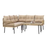 Outsunny Salotto da Giardino in Rattan 2 Divanetti, Poltrona Angolare e Tavolino