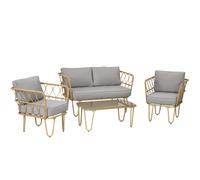Outsunny Salotto da Giardino in Rattan Boho con Divanetto, 2 Poltrone e Tavolino