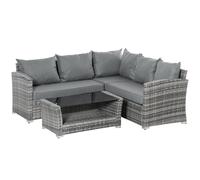 Outsunny Salotto da Giardino Rattan PE 4 Pezzi con Divano Angolare e Tavolino