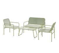Outsunny Salotto da Giardino Rattan PE con Divano, 2 Poltrone e Tavolino Verde