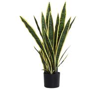 Outsunny Sanseveria Artificiale in Vaso da Esterno e Interno 21 Foglie Ø20x90 cm