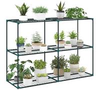 Outsunny Scaffale Porta Piante 3 Livelli 143x48x100cm Verde Scuro | in Acciaio e Plastica, Porta Vasi, per Interni ed Esterni, Giardino, Balcone