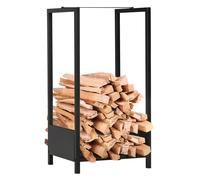 Outsunny Scaffale Portalegna da Esterno e Interno in Acciaio 39x35x76cm Nero