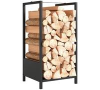Outsunny Scaffale Portalegna per Esterno Interno Acciaio 39x35x76cm Nero