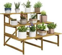 Outsunny scala per piante, scala per fiori, scaffale per fiori, scaffale per piante, supporto per fiori, 3 gradini, legno di abete, 120 x 80 x 78cm