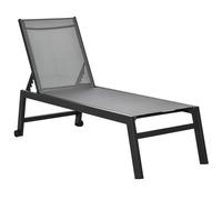 Outsunny Lettino Sdraio Prendisole in Alluminio e Texteline Schienale Regolabile, Grigio e Nero, 2 Ruote 169x65x102cm