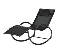 Outsunny Sdraio a Dondolo Zero-Gravity con Poggiatesta, Sedia Ergonomico da Esterno Impermeabile, 155x61x88 cm, Nero Aosom Italy