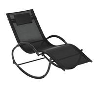 Outsunny Sdraio a Dondolo Zero-Gravity da Giardino, Lettino Prendisole Impermeabile con Poggiatesta, 155 x 61 x 88 cm, Nero