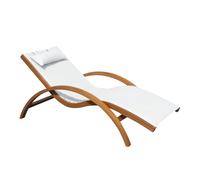 Outsunny Sdraio da Giardino Ergonomica con Poggiatesta Imbottito Legno Tessuto 161 x 72 x 68 cm Crema