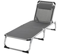 Outsunny Sdraio da Giardino Pieghevole con Poggiatesta Regolabile Beige