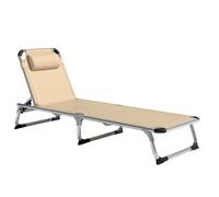 Outsunny Sdraio da Giardino Pieghevole con Poggiatesta Regolabile Beige