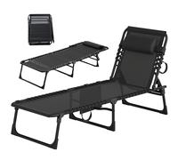 Outsunny Sdraio da Giardino Pieghevole con Schienale a 5 Reclinazioni Beige