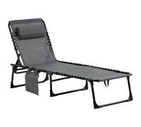 Outsunny Sdraio da Giardino Pieghevole con Schienale a 5 Reclinazioni Beige