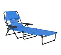 Outsunny Sdraio da Giardino Pieghevole con Schienale Regolabile, Cuscino e Foro per Viso, Blu Scuro Aosom