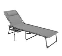 Outsunny Sdraio da Giardino Pieghevole e Reclinabile a 5 Livelli con Tavolino Laterale e Tasca, 60x190x31 cm, Grigio e Nero