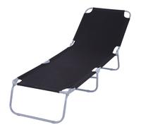 Outsunny Sdraio da Giardino Pieghevole in Metallo e Tessuto Oxford, Lettino Prendisole Traspirante 187x55x24cm Nero Aosom