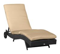 Outsunny Sdraio da Giardino Rattan PE con Schienale Regolabile e Cuscino