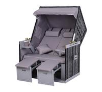 Outsunny Sdraio da Spiaggia Reclinabile a 2 Posti con Tettuccio Parasole e Cassetti, Schienale regolabile in 5 livelli, Grigio Aosom Italy