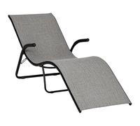 Outsunny Sdraio Lettino Prendisole da Giardino Pieghevole, Chaise Longue da Esterno Ergonomica in Metallo e Tessuto a Rete, Grigio
