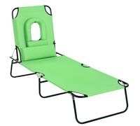 Outsunny Sdraio Pieghevole con Foro per Viso e Cuscini Acciaio e Tessuto Oxford