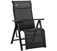 Outsunny Sdraio pieghevole da giardino, sdraio a gravità zero con schienale regolabile in 9 posizioni, con cuscino, per terrazza, piscina, spiaggia, carico 150 kg, 70x65x111 cm, nero