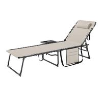 Outsunny Sdraio Pieghevole e Reclinabile a 5 Livelli con Cuscino Grigio
