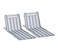 Outsunny Sdraio pieghevole Lettino da giardino con cuscino Sedia a sdraio con schienale regolabile in 5 posizioni Borsa per il trasporto Grigio chiaro Aosom Italy