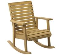 Outsunny Sedia a dondolo in legno Sedia a dondolo con braccioli e design a doghe Portata 130 kg per giardino terrazza veranda patio 86x64x85 cm Naturale