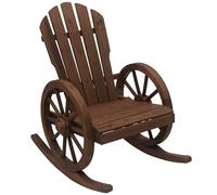Outsunny Sedia a Dondolo Stile Adirondack, Design Rustico con 2 Ruote, Legno di Abete Rosso Effetto Bruciato, 88x68x92cm Aosom