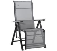 Outsunny Sedia a Sdraio Pieghevole Reclinabile su 9 Livelli con Cuscino e Braccioli, Sdraio Pieghevole, Sedia Sdraio per Esterno, Grigio Aosom Italy