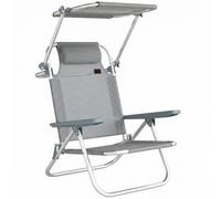 Outsunny Sedia a Sdraio Reclinabile con Tettuccio Regolabile, Pieghevole, Grigio