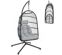Outsunny Sedia a Uovo Sospesa con Cuscini Spessi, 105x101x96 cm, Grigio