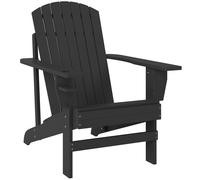 Outsunny Sedia Adirondack con portabicchiere Sedia da giardino per balcone Legno massello Nero 72 x 95 x 93 cm Aosom Italy