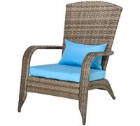 Outsunny Sedia Adironrack con Braccioli e Cuscini in Rattan e Acciaio