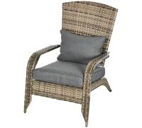 Outsunny Sedia Adironrack con Braccioli e Cuscini in Rattan e Acciaio