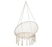 Outsunny Sedia da appendere Sedia da appendere da interno esterno Amaca da viaggio portatile Ø 80 x 42H m macramè Cotone Poliestere Beige