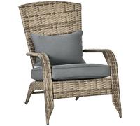 Outsunny Sedia da Giardino Adironrack in Rattan e Acciaio