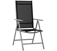 Outsunny Sedia da Giardino Pieghevole a 7 Livelli 65x55x85-105cm Nero | in Alluminio e Texteline, Schienale Regolabile, da Esterno