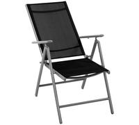 Outsunny Sedia da Giardino Pieghevole in Alluminio e Texteline Schienale Regolabile a 7 Livelli, Nero 65x55x85-105cm