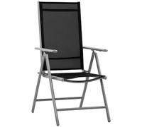 Outsunny Sedia da Giardino Pieghevole in Alluminio e Texteline Schienale Regolabile a 7 Livelli, Nero 65x55x85-105cm