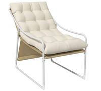 Outsunny Sedia da giardino Sedia da esterno con cuscino telaio in acciaio per balcone, terrazza, giardino dim. 62L x 110L x 88H cm Beige