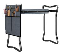 Outsunny Sedia Inginocchiatoio Pieghevole 2 in 1 con Borsa Portaoggetti e Cuscino in Eva, Sedia Inginocchiata in Acciaio, 58x28x49 cm, Grigio e Nero