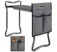 Outsunny Sedia Inginocchiatoio Pieghevole 58x28x49 cm Grigio e Nero | 2 in 1, Borsa Portaoggetti, Cuscino in EVA, Sedia Inginocchiata in Acciaio