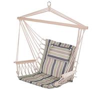 Outsunny Sedia sospesa a righe amaca con cuscino poggiatesta per interno esterno 100 x 106 cm Carico massimo 105 kg