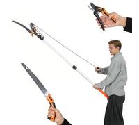 Outsunny Seghetto Manuale da Giardino 2-in-1 con Asta Telescopica in Alluminio da 135-199cm, Sega da Potatura e Cesoie con Blocco di Sicurezza per Palme, Arbusti e Rami Alti