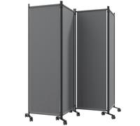 Outsunny Separé da Esterno Interno Pieghevole 4 Pannelli con Ruote Grigio