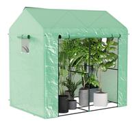 Outsunny Serra a Casetta a 2 Sezioni con Porta e Finestre Avvolgibili Verde