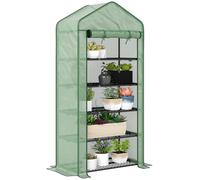 Outsunny Serra a Casetta a 5 Livelli con Ingresso Avvolgibile in Acciaio e PE