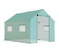 Outsunny Serra a Tunnel 2x3x2 m con Porte e Finestre Avvolgibili e Tetto a Punta, in Acciaio e PE, Verde Aosom Italy