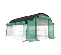 Outsunny Serra a Tunnel 4x3 m con Rete Ombreggiante Extra, Finestre e Ingresso a Zip, in PE e Acciaio, Verde Aosom Italy